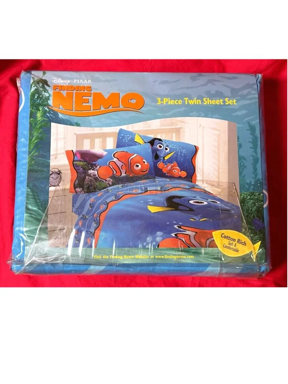 NEW~TWIN size Comforter+Sheet Set~vtg Disney Pixar Finding Nemo dory~Cotton Rich
